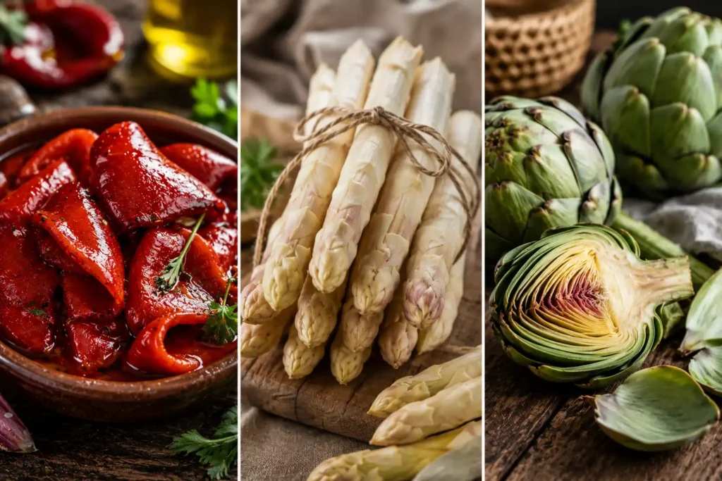 Asperges, artichaud, piquillos