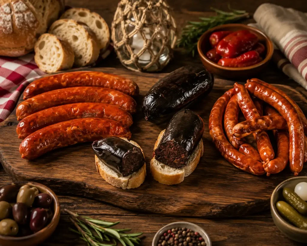 Txistorra, chorizo navarre et boudin